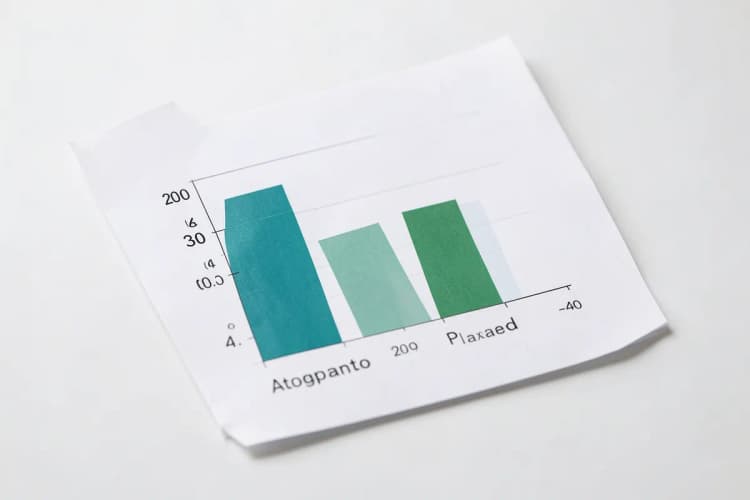 Gráfico de barras mostrando a redução na frequência de enxaquecas com o uso de Atogepanto em comparação com placebo.