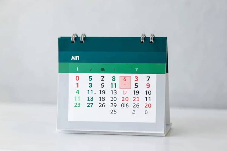 Um calendário com a data marcada em vermelho.